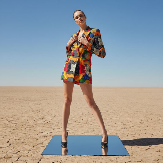 Artistic Velvet Blazer Dress | Double-Breasted Statement Jacket