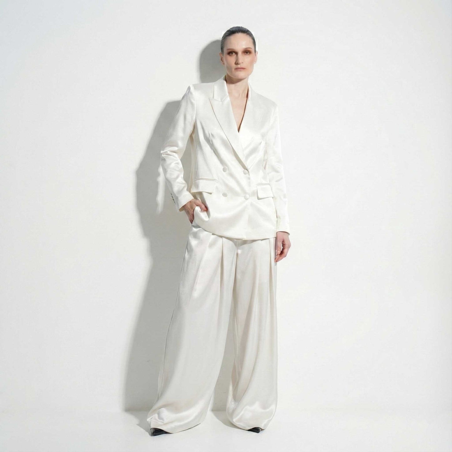 Custom Tailored Women’s Satin Suit 2 Piece Set