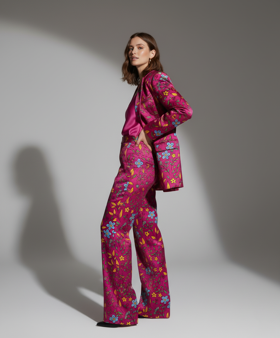 Floral Silk Suit