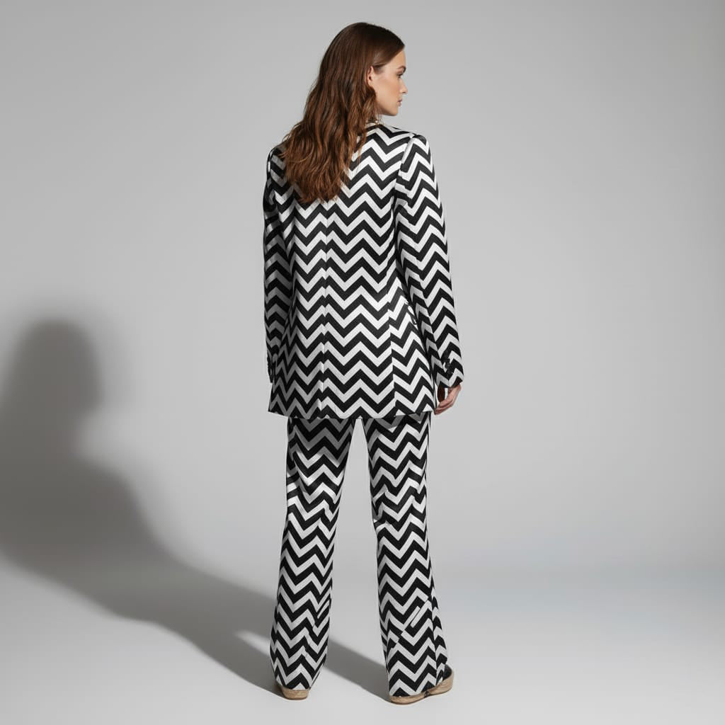 Zig-Zag Brocade Silk Pantsuit