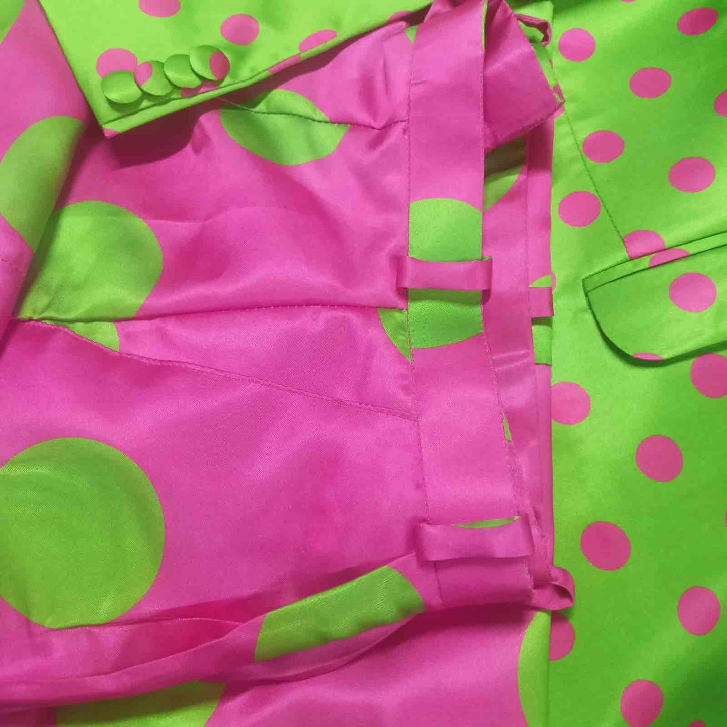 Green and Pink Polka Dot Satin Co-ord Set