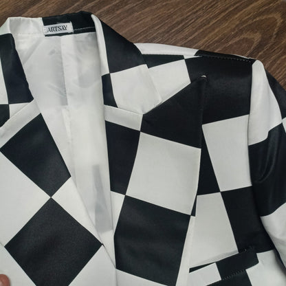 Checkered print suit available in multiple colors - ARTSAY