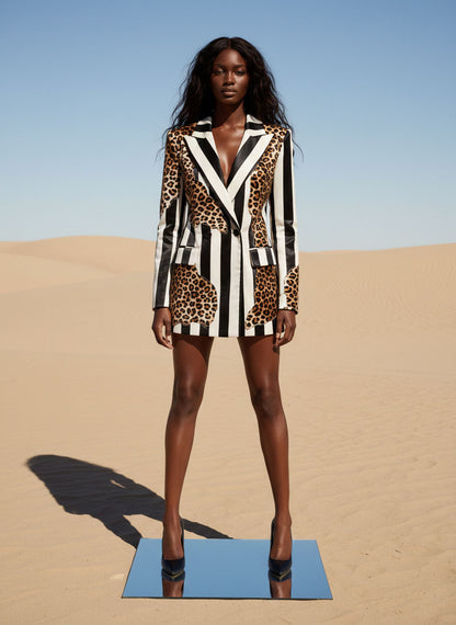 Luxury Leopard Applique Velvet Blazer