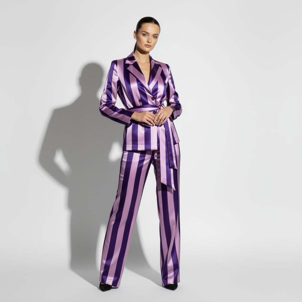 Striped Silk Suit Set