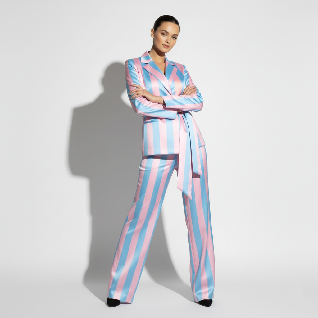 Striped Silk Suit Set
