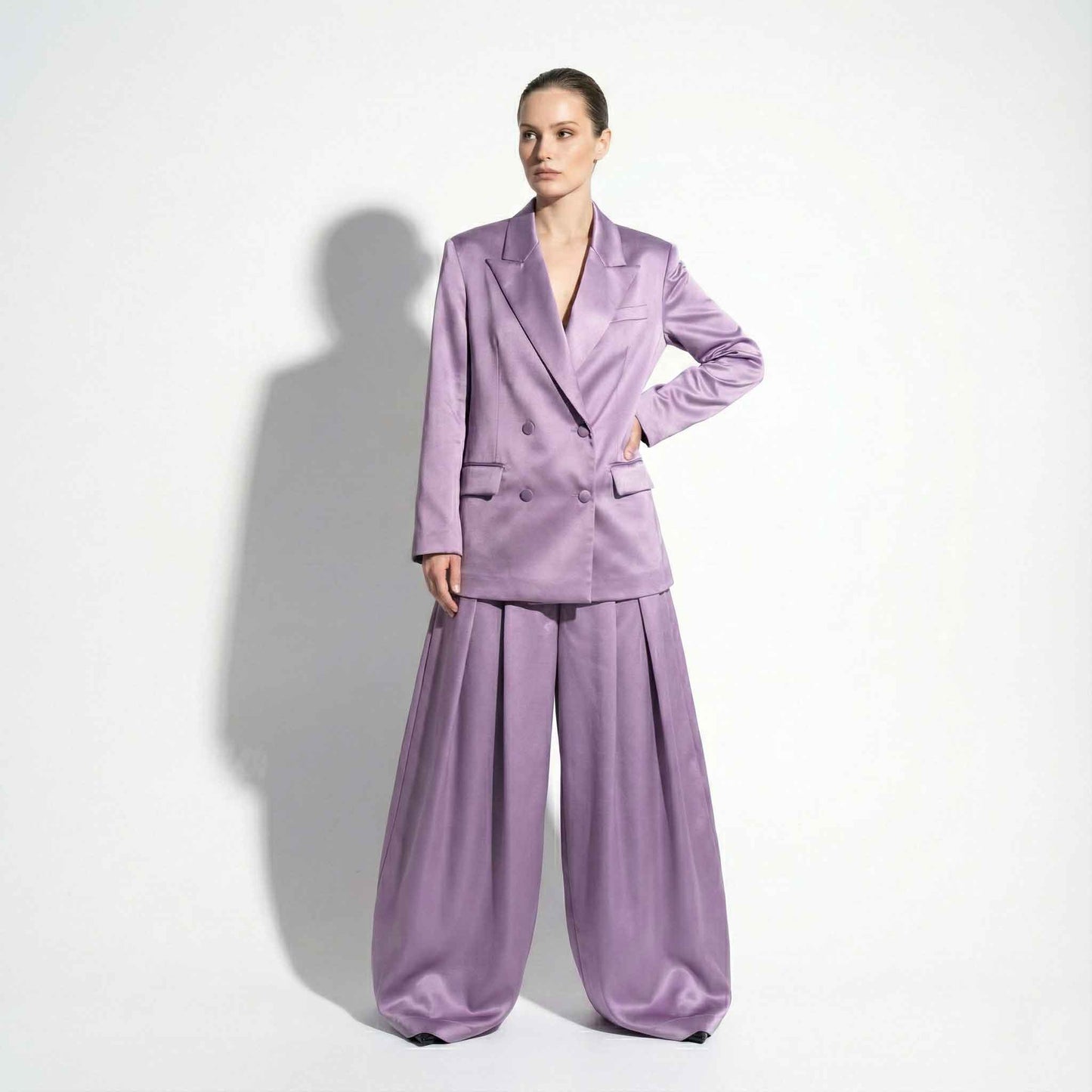 Custom Tailored Women’s Satin Suit 2 Piece Set