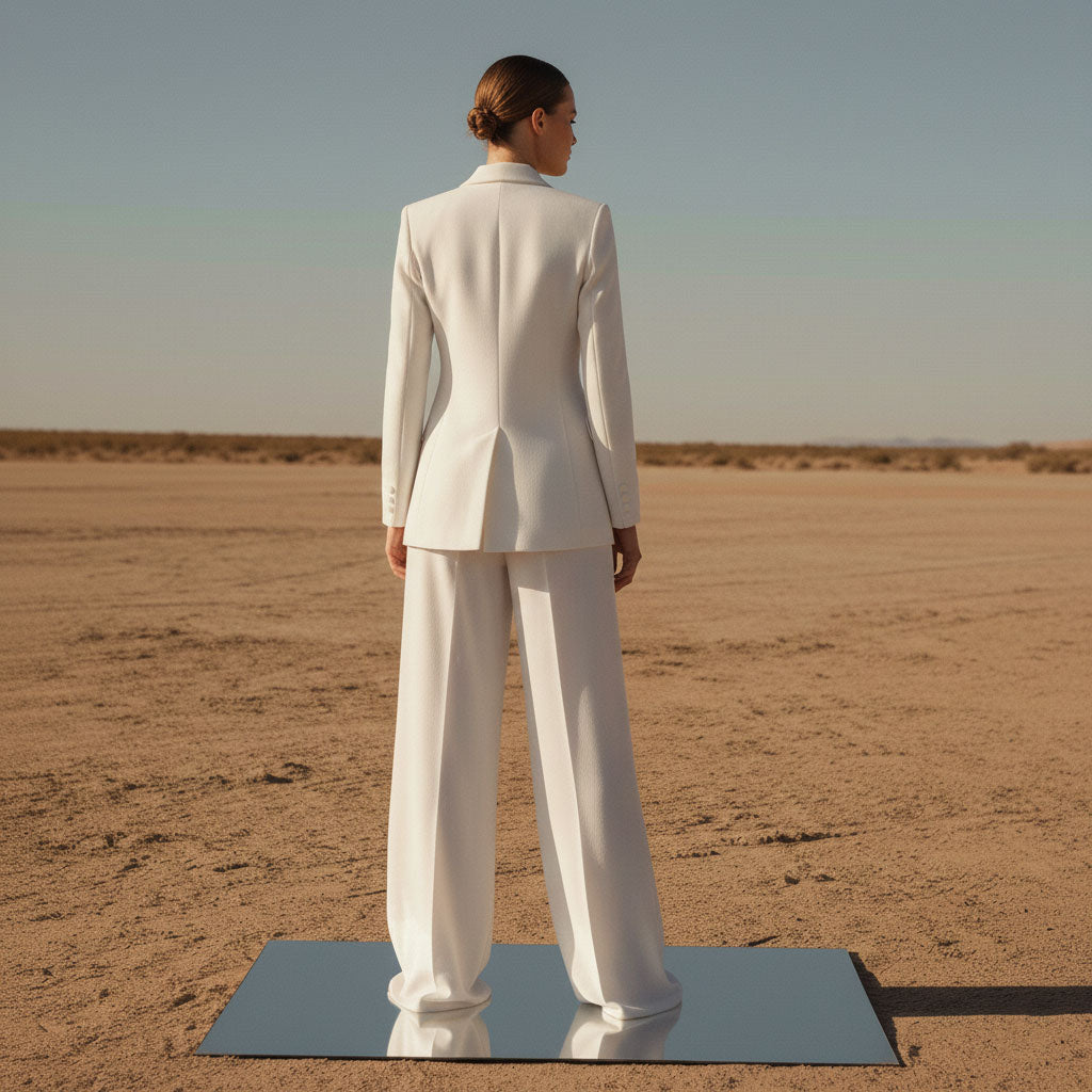 Ivory Velvet Double-Breasted Power Suit