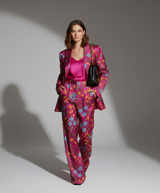 Floral Silk Suit