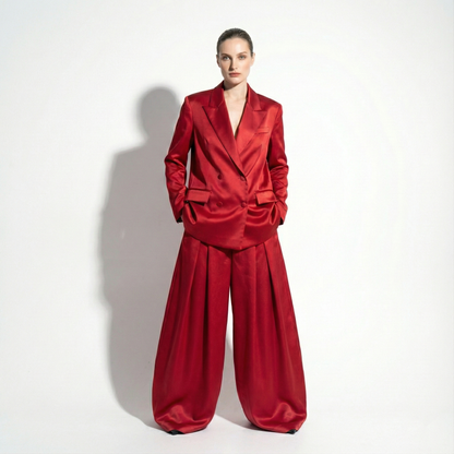 Custom Tailored Women’s Satin Suit 2 Piece Set