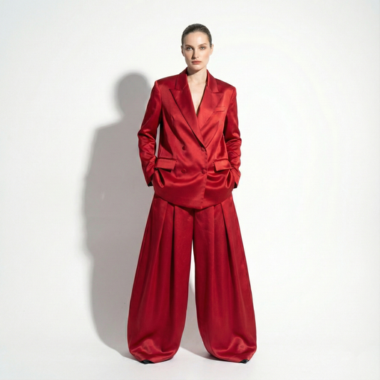 Custom Tailored Women’s Satin Suit 2 Piece Set