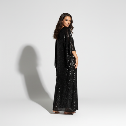 Black Sequin Kaftan Dress