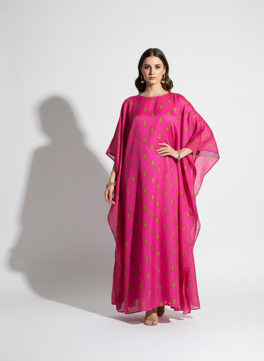 Hot Pink Silk Kaftan