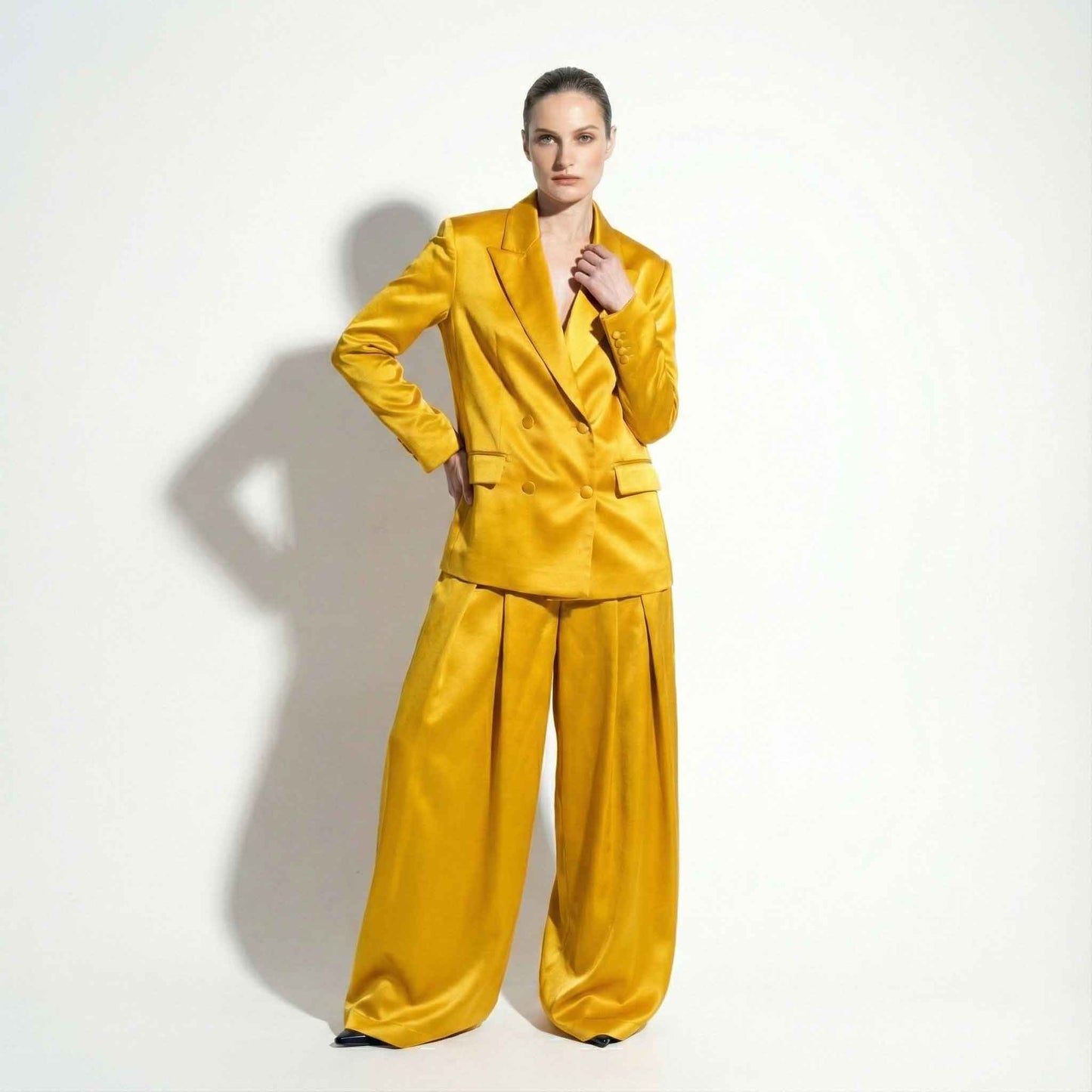 Custom Tailored Women’s Satin Suit 2 Piece Set