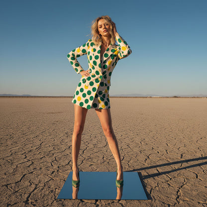 Luxe Velvet Polka Dot Blazer Dress