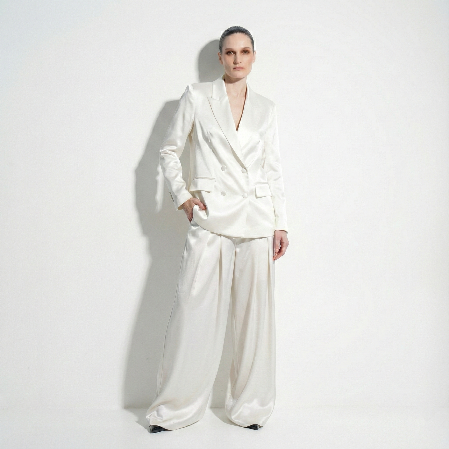 Custom Tailored Women’s Satin Suit 2 Piece Set