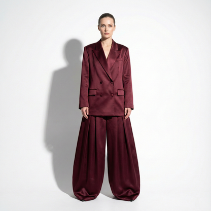 Custom Tailored Women’s Satin Suit 2 Piece Set