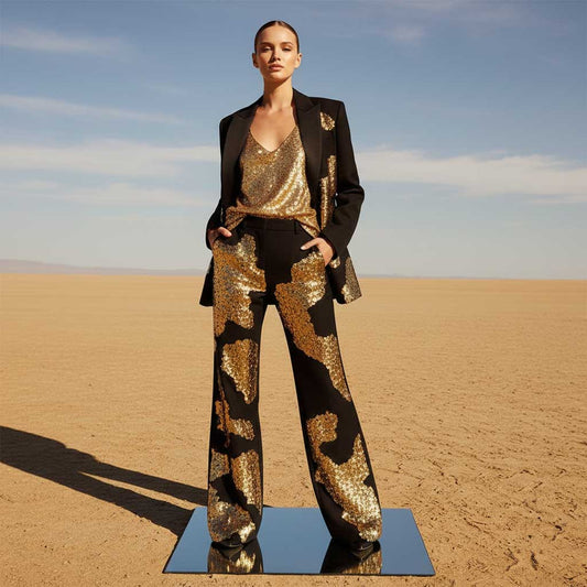 Sequin Applique Black Suit