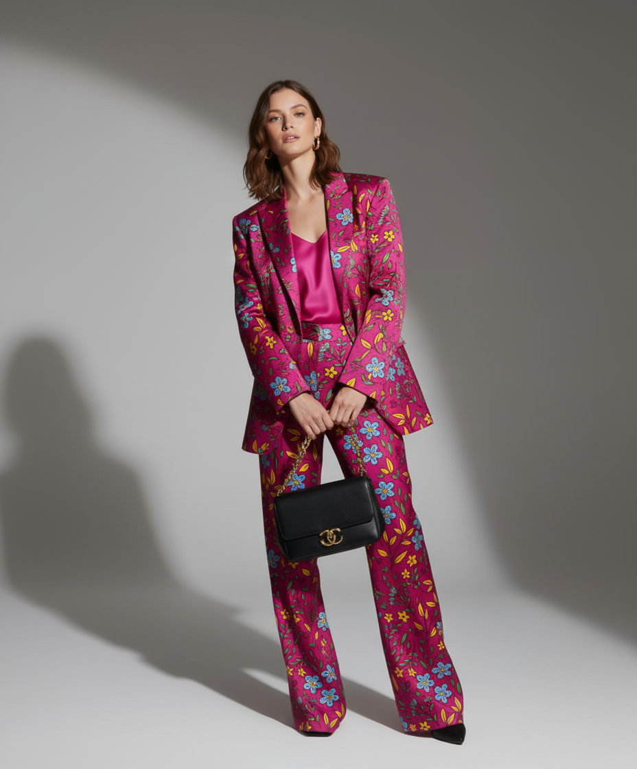 Floral Silk Suit