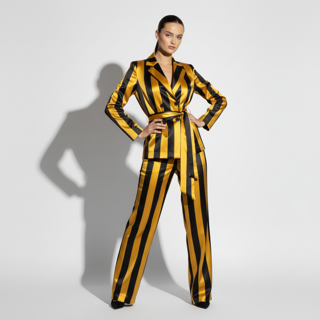 Striped Silk Suit Set