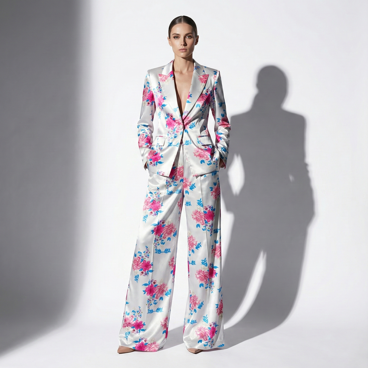 Floral Satin Pantsuit