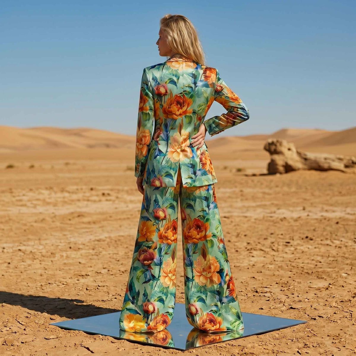 Close-up of floral print pattern on blazer - ARTSAY