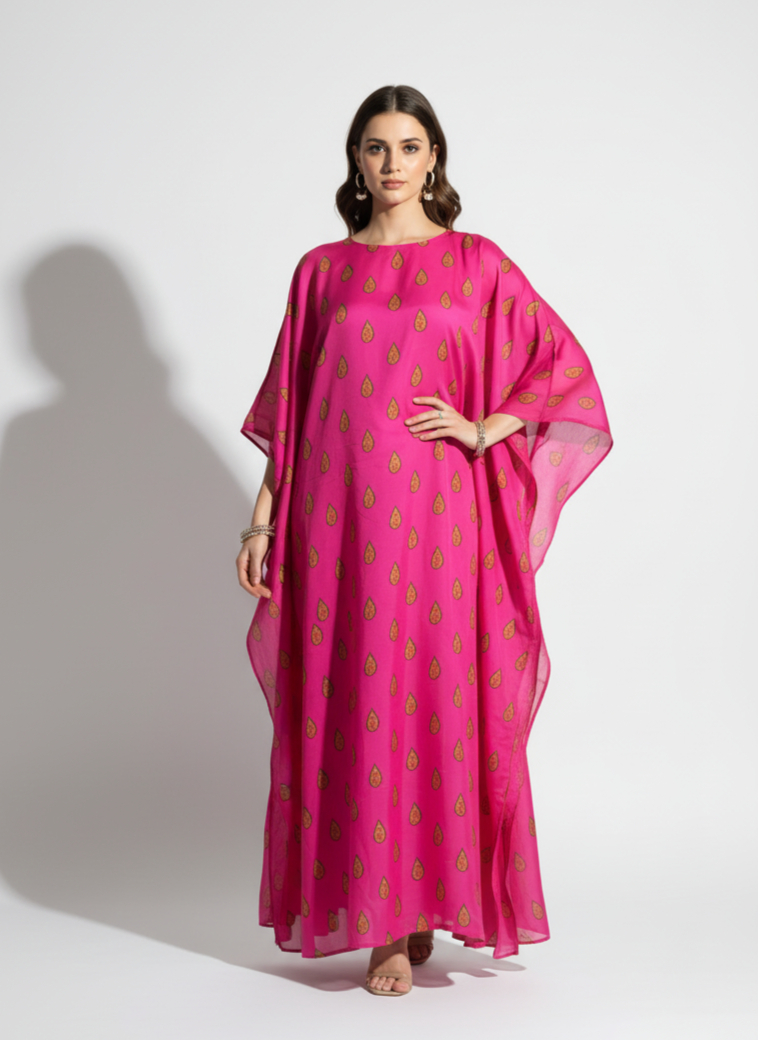 Hot Pink Printed Kaftan