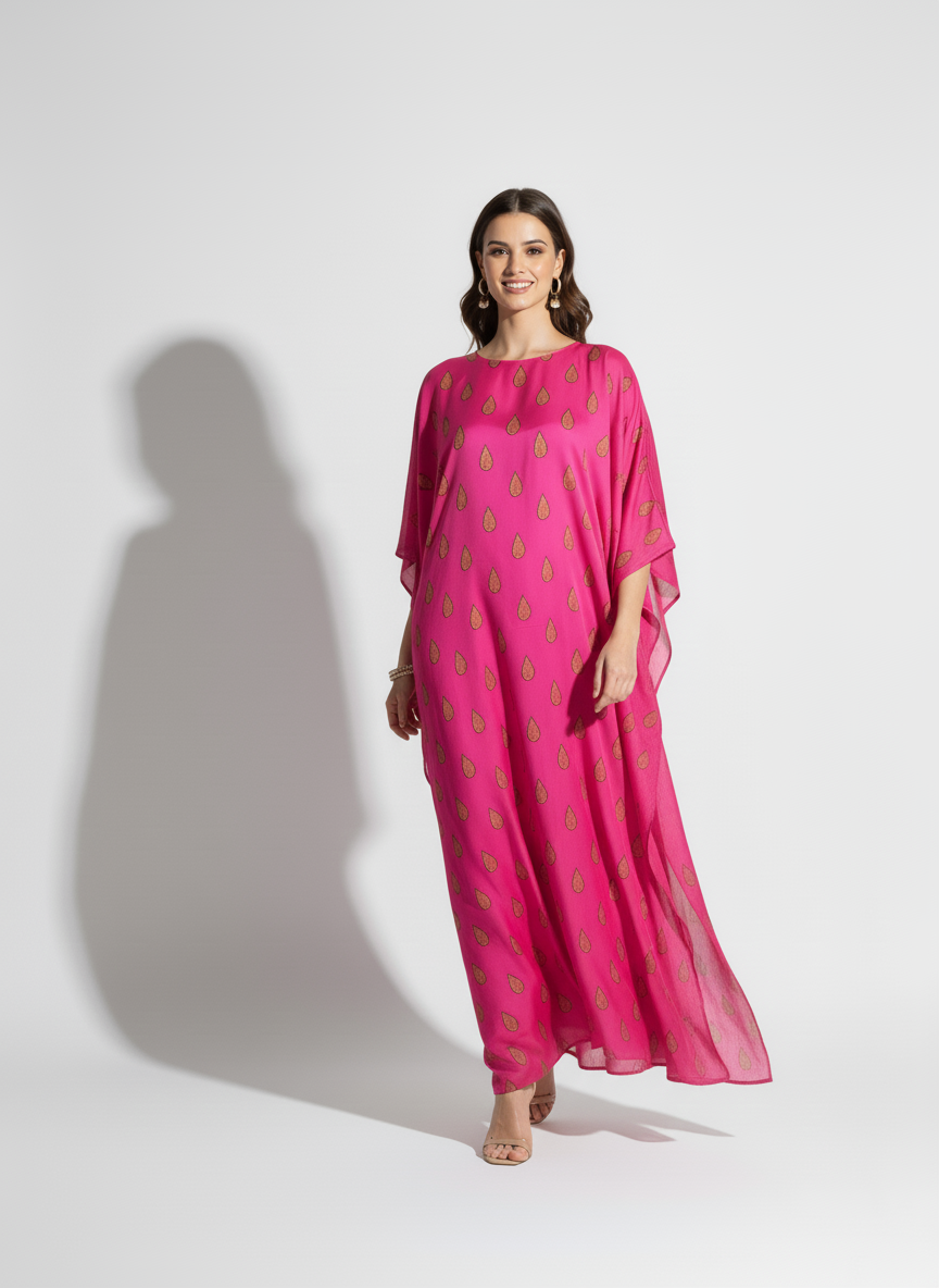 Hot Pink Printed Kaftan