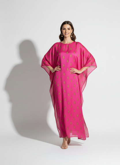Hot Pink Printed Kaftan