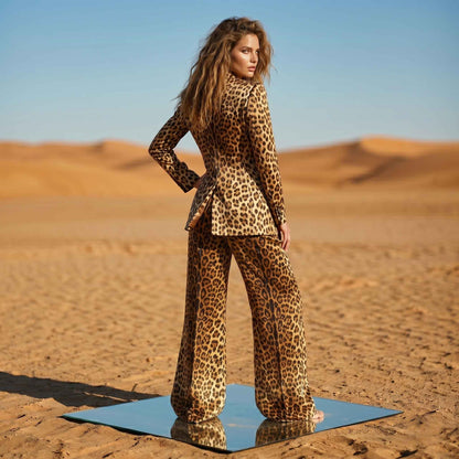 Close-up of leopard print pattern on blazer - ARTSAY