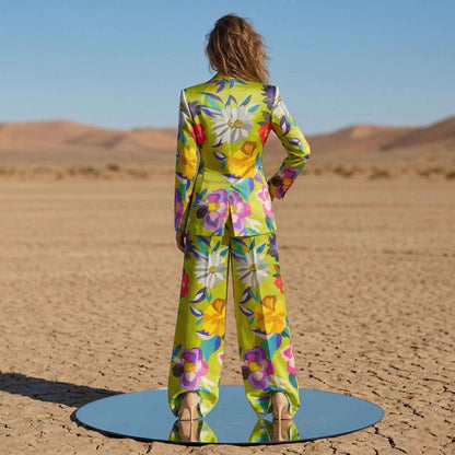 Close-up of floral print pattern on blazer - ARTSAY
