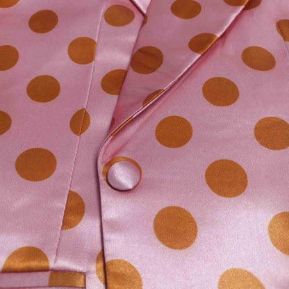 Pink and orange polka dot suit, side view - ARTSAY