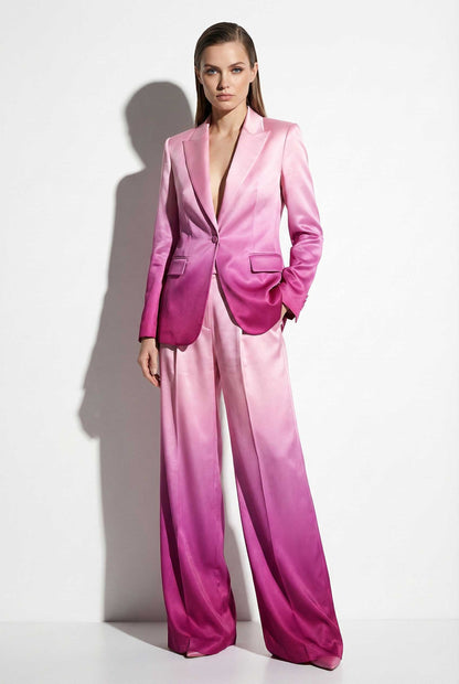 Close-up of pink ombre gradient on blazer fabric - ARTSAY