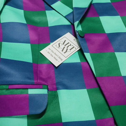 Detail shot of checkered blazer lapel - ARTSAY