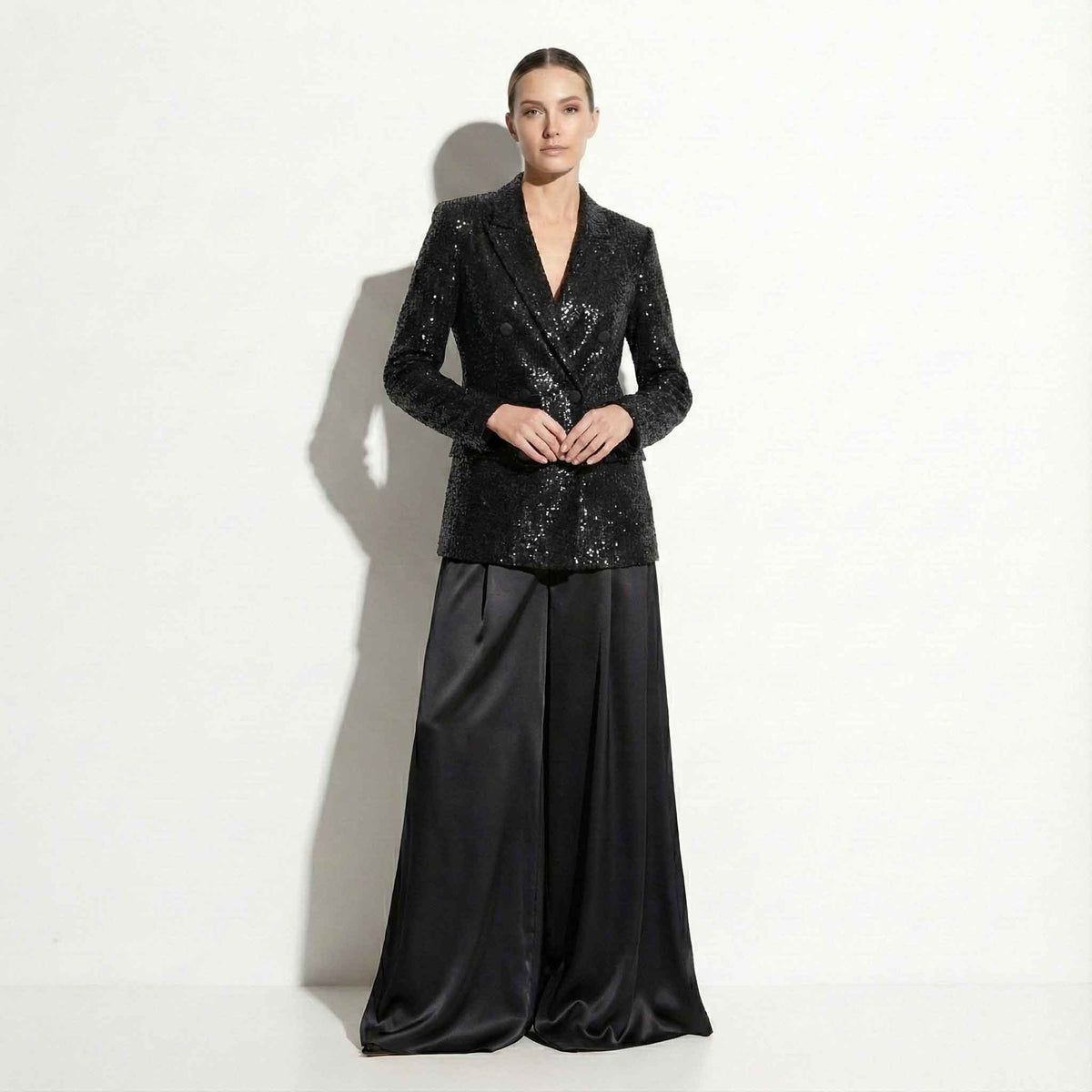 Sequin palazzo set, side view - ARTSAY