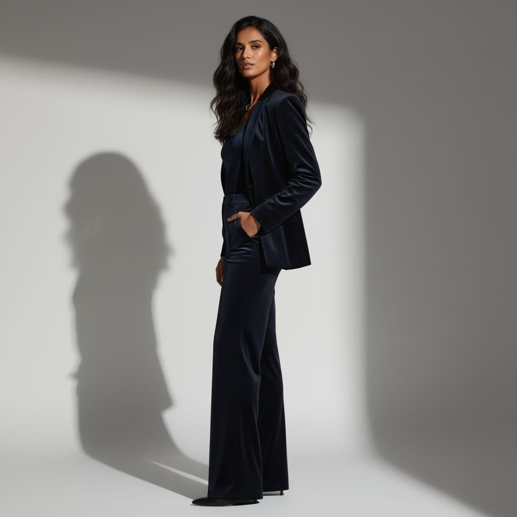 Velvet pant suit, back view - ARTSAY