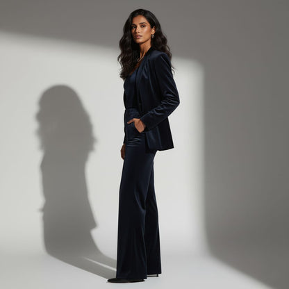 Velvet pant suit, back view - ARTSAY