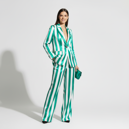 Close-up of striped pattern on blazer - ARTSAY