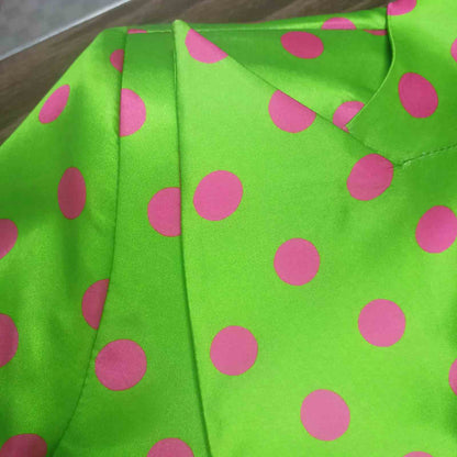 Green and Pink Polka Dot Satin Co-ord Set