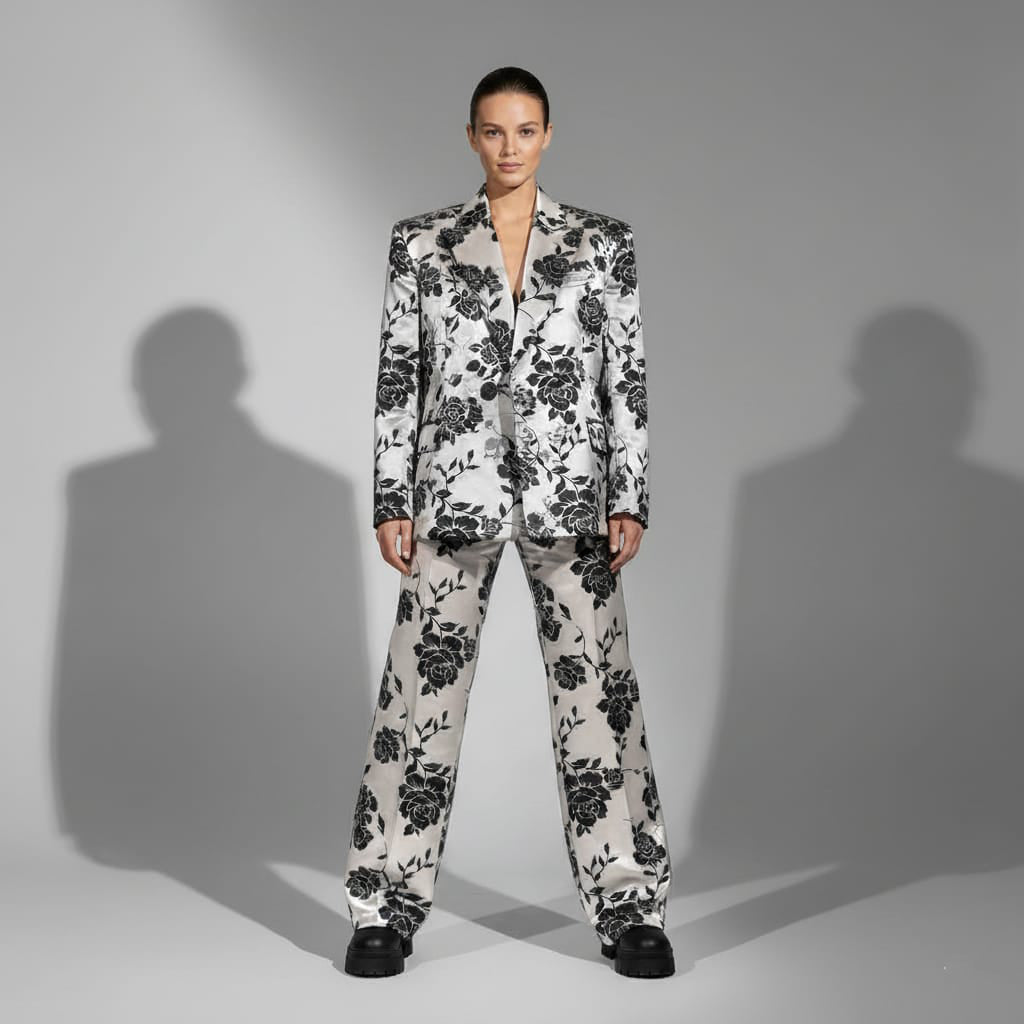 Floral Brocade Silk Pantsuit