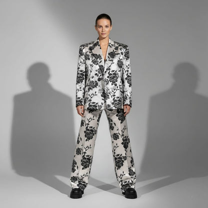 Floral Brocade Silk Pantsuit