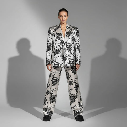 Floral Brocade Silk Pantsuit