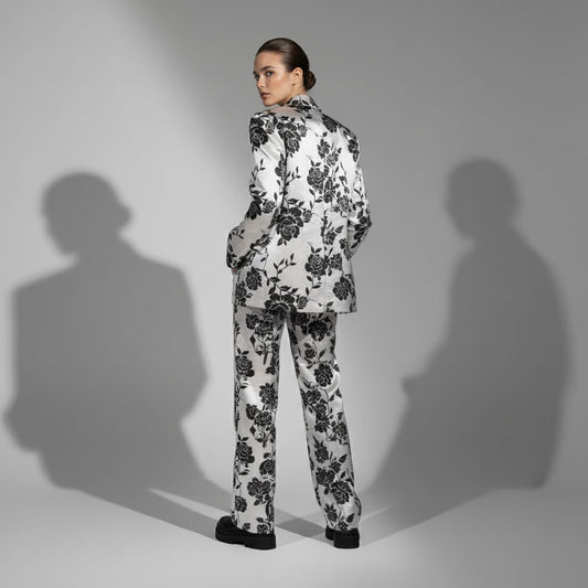 Floral Brocade Silk Pantsuit