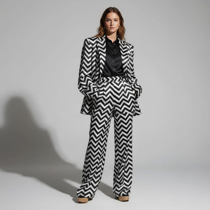 Zig-Zag Brocade Silk Pantsuit