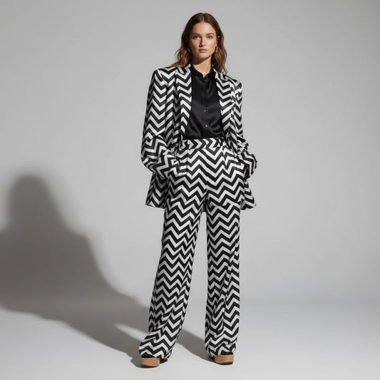 Zig-Zag Brocade Silk Pantsuit