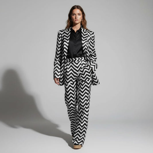 Zig-Zag Brocade Silk Pantsuit