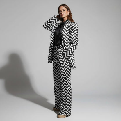 Zig-Zag Brocade Silk Pantsuit