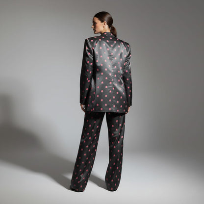 Black Brocade Silk Pantsuit