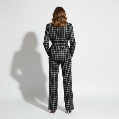 Black Plaid Flannel Pant Suit