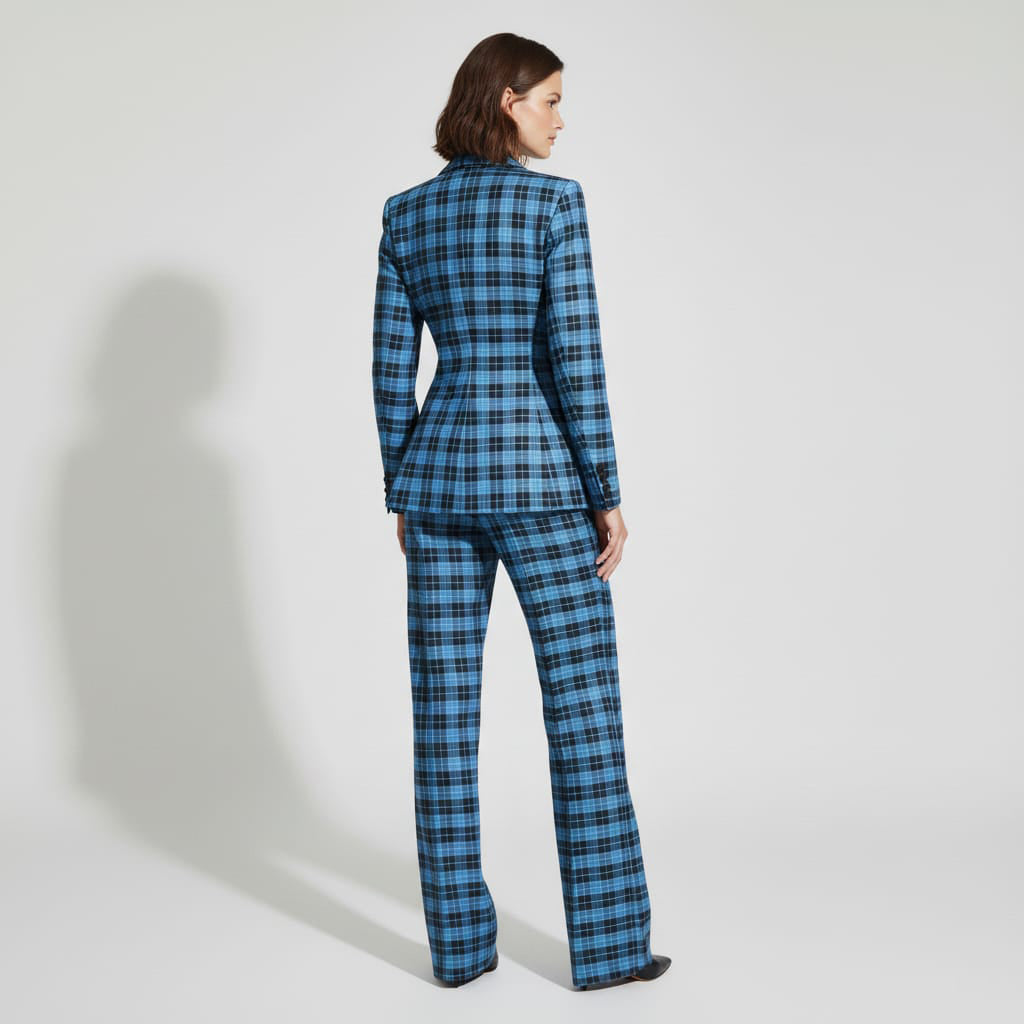 Blue Plaid Flannel Pant Suit