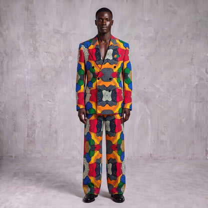 Abstract Printed Men's Suit – Multicolor